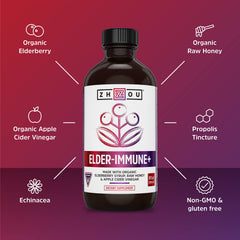 8 oz glass bottle of elderberry immune syrup