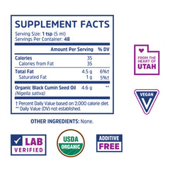 Back label showing ingredients and nutrition information