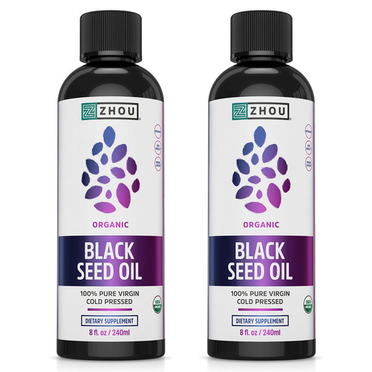ZHOU Organic Black Seed Oil two-pack 8 oz bottles front view