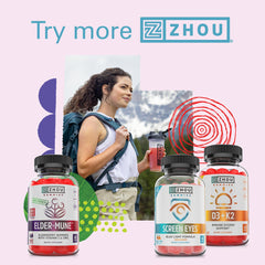 Adult taking Zhou Screen Eyes Gummies for daily support