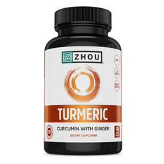 Zhou Turmeric Curcumin with Ginger product hero image showing 90 veggie capsules
