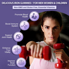 Grape-flavored iron gummies for adults and kids