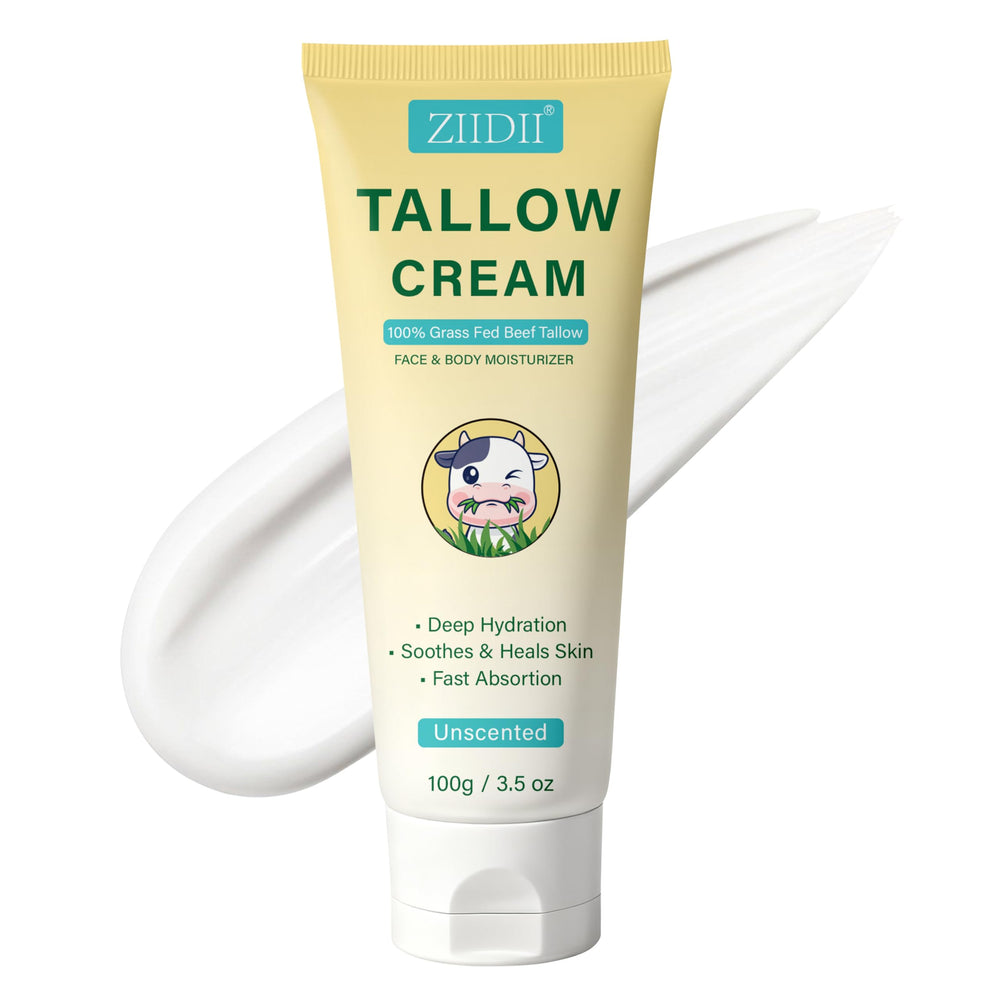ZIIDII Beef Tallow Face Cream Tube delivers deep hydration for dry skin.