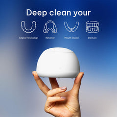 Aligners and retainers cleaned with ultrasonic power