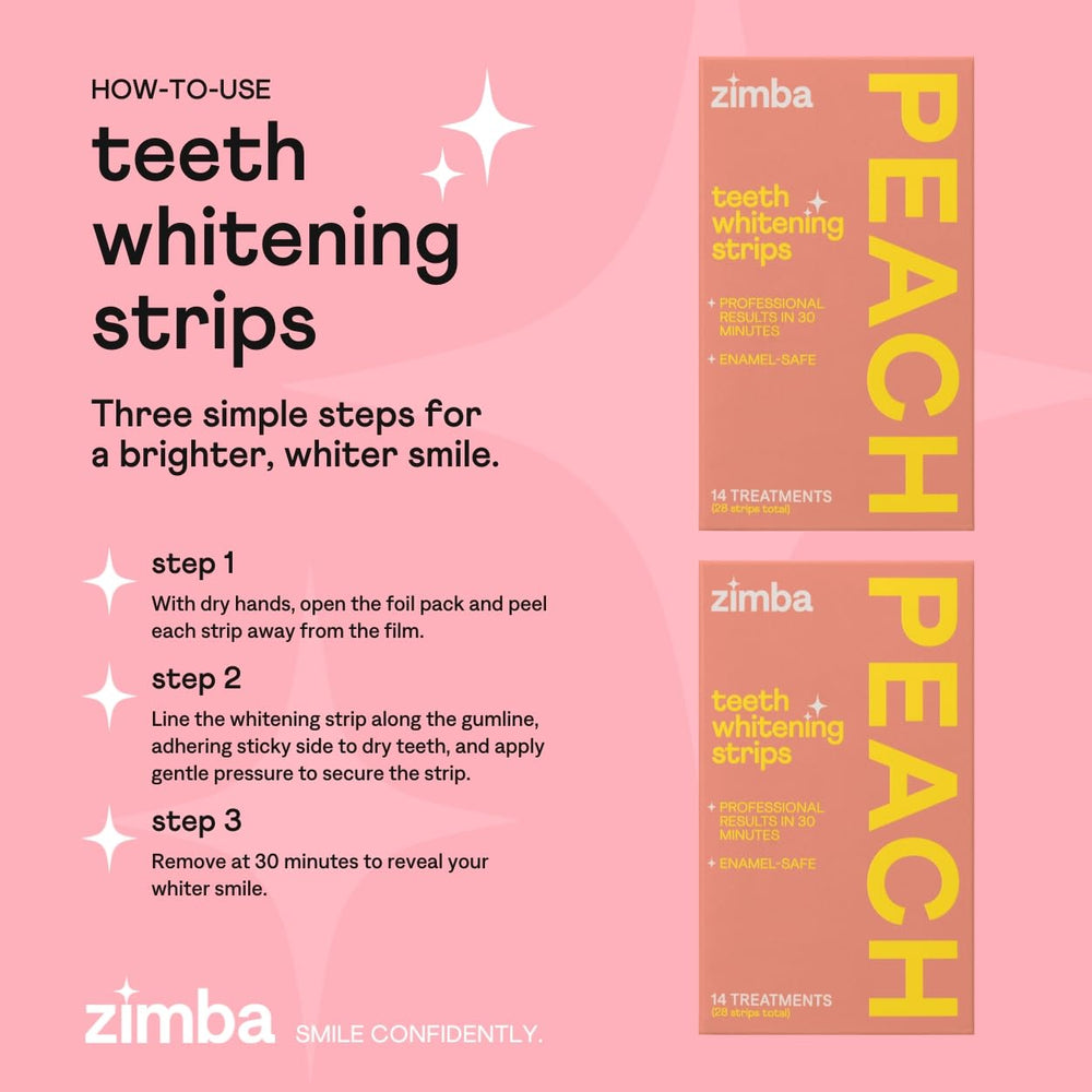 Non-slip design of Zimba Peach Teeth Whitening Strips