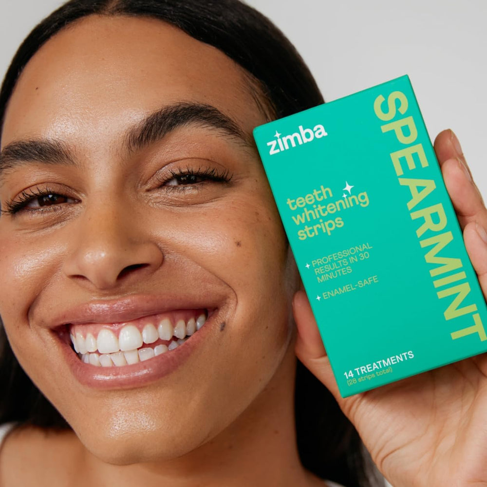 Brightened smile after using Zimba Spearmint strips