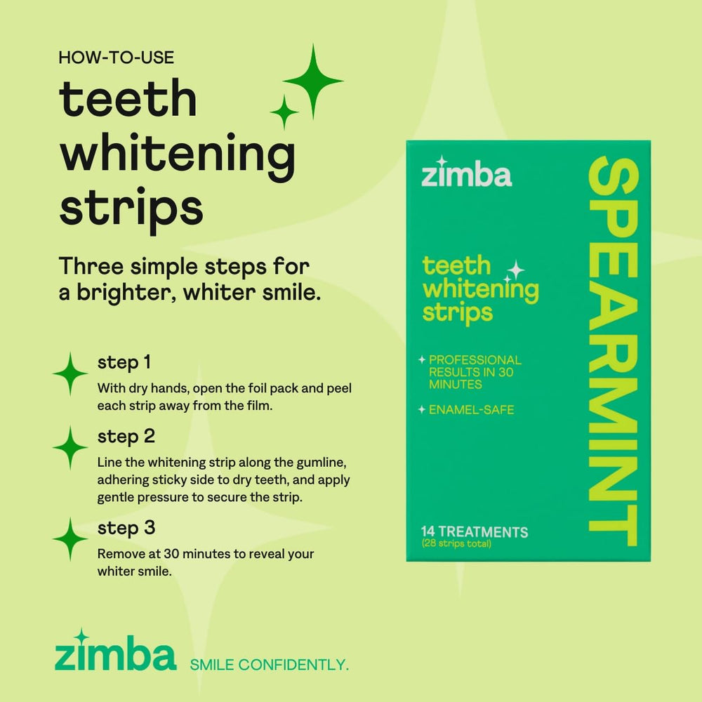 Enamel-safe, spearmint flavored whitening strips