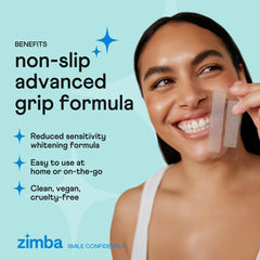 Whitening strips applied on teeth – side view 1