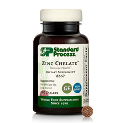 Bottle of Standard Process Zinc Chelate with label facing forward