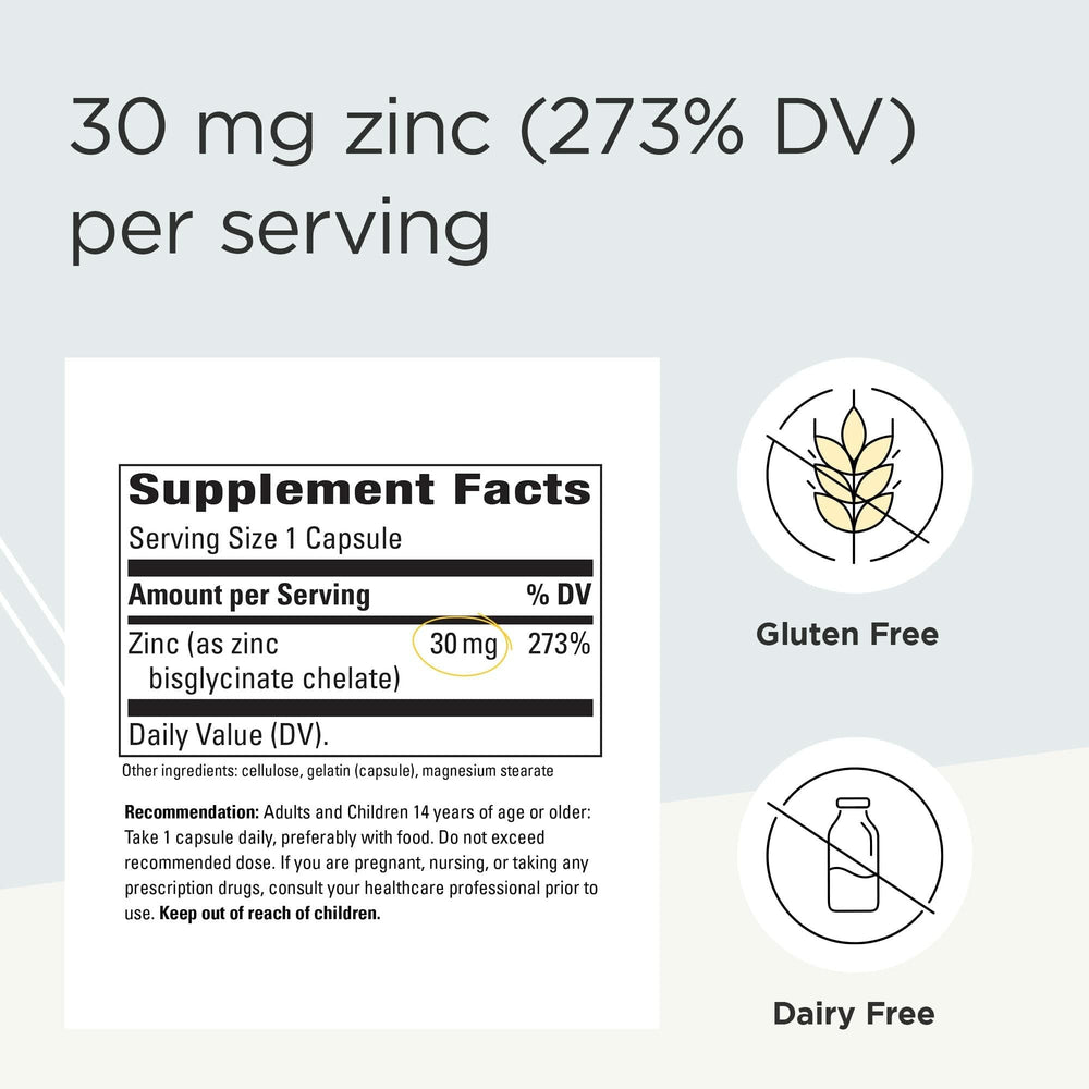 Close-up of zinc bisglycinate capsules