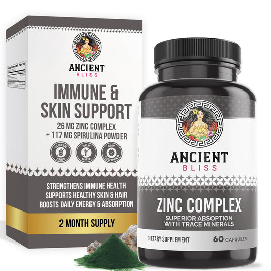 Zinc Complex Capsules bottle front with Ancient Bliss branding