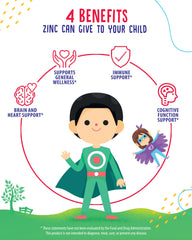 Back of zinc gummies bottle showing nutrition information