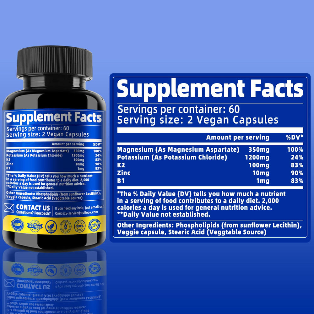 Zinc, K2 and vitamin B1 symbols representing nutrient support