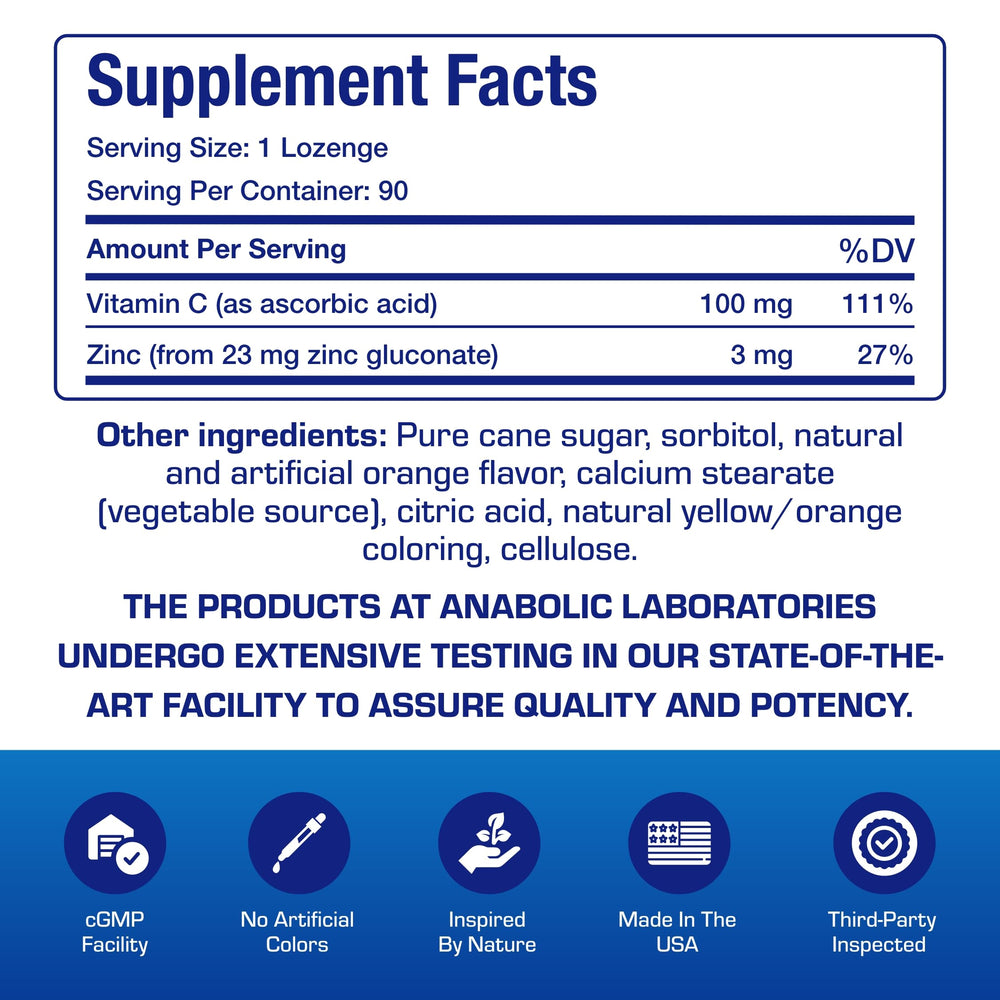 90-count zinc lozenges with vitamin C for daily use