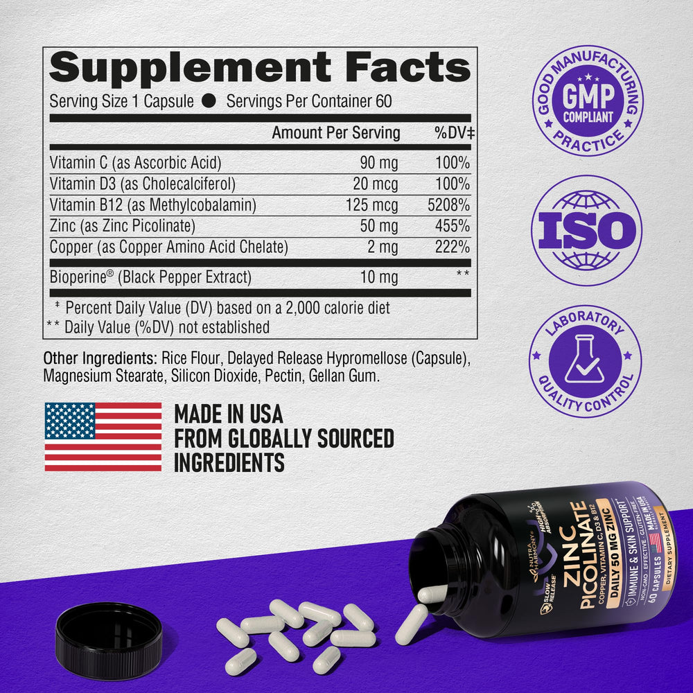 GMP certified Zinc Picolinate 50mg capsules
