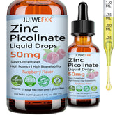 Front view of Zinc Picolinate 50mg Liquid Drops raspberry flavor bottle
