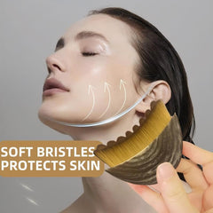 Zizmsh lymphatic contour brush showing ergonomic handle for precise jawline massage.