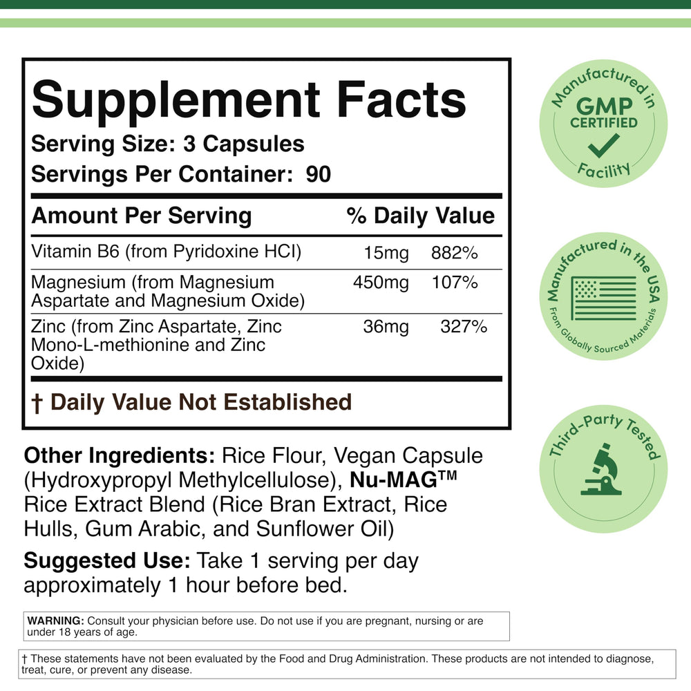 Close-up of elemental magnesium 450 mg in ZMA formula
