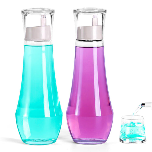 ZOBONETI 2-pack glass mouthwash dispensers with built-in cup, front view