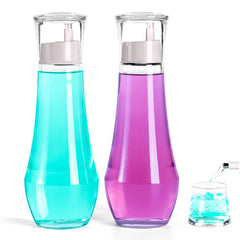 ZOBONETI 2-pack glass mouthwash dispensers with built-in cup, front view