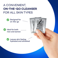 Zocuwipe on-the-go use image illustrating rapid eyelid refresh.