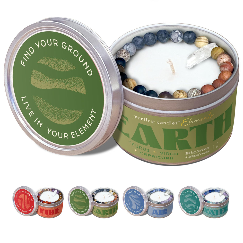 Zodiac Earth candle packaging with Taurus Virgo Capricorn label