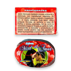Front view of Zoeartcrafts Pusanga Miel de Amor bar soap showcases natural ingredients for gentle cleansing