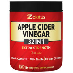 Zolotus 32-in-1 Apple Cider Vinegar capsules bottle with 120 capsules