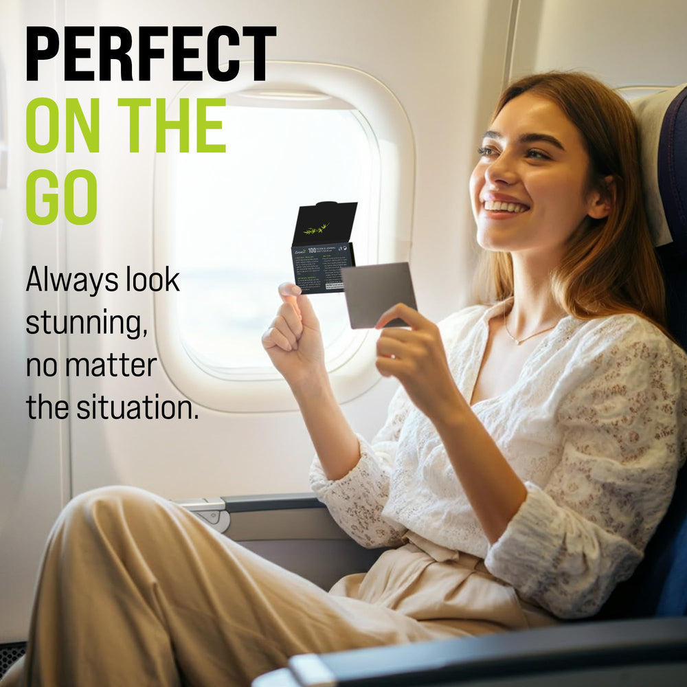 ZOROM'S oily-skin-friendly blotting sheets deliver a matte look.