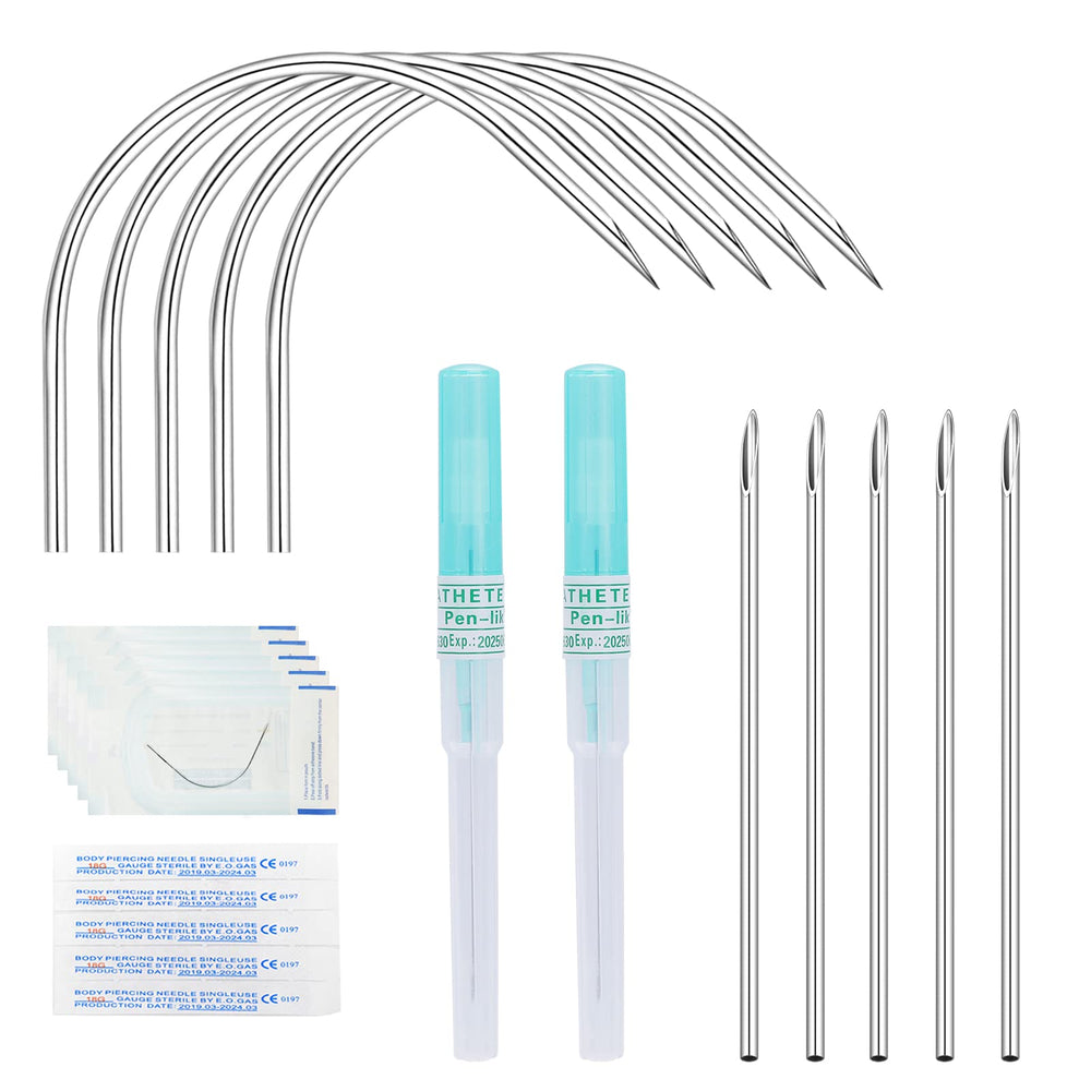 ZS 12-piece 18G curved piercing needles for professional piercing with sterile packaging