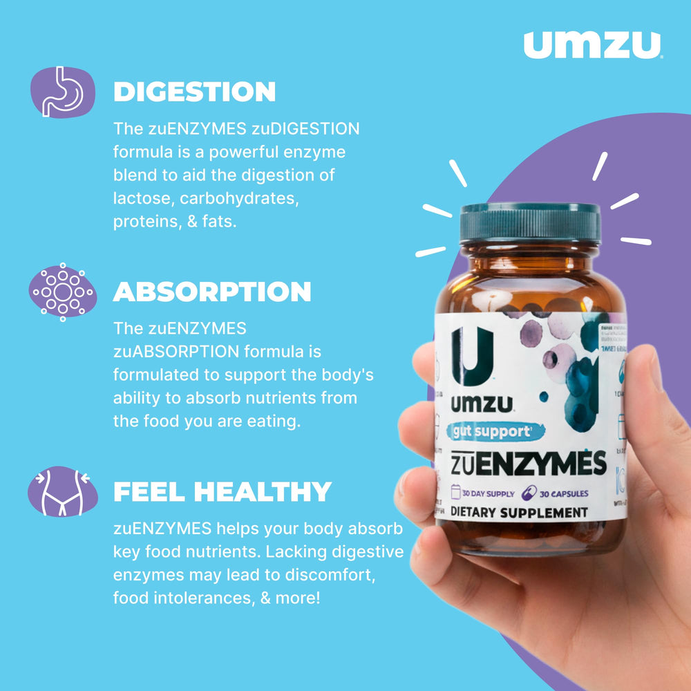 ZuEnzymes bottle front view with 30 day supply