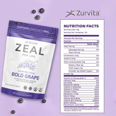 Zurvita Zeal for Life bold grape powder dissolving in water for a quick energy boost.