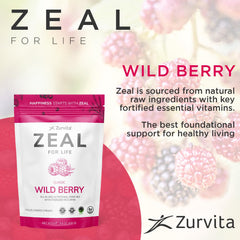 Nutrition label and ingredients of Zurvita Zeal for Life Wild Berry Classic