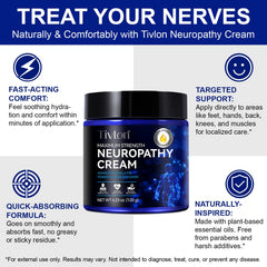 ZVHCFYQR Neuropathy Relief Cream bottle with rosemary and ginger visible for natural ingredients.