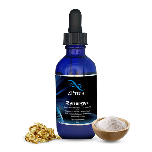 Zynergy Plus Ormus Gold Liquid bottle on white background