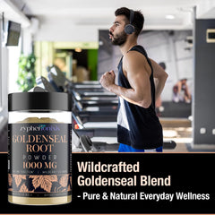 Gluten-free label on Goldenseal powder packaging