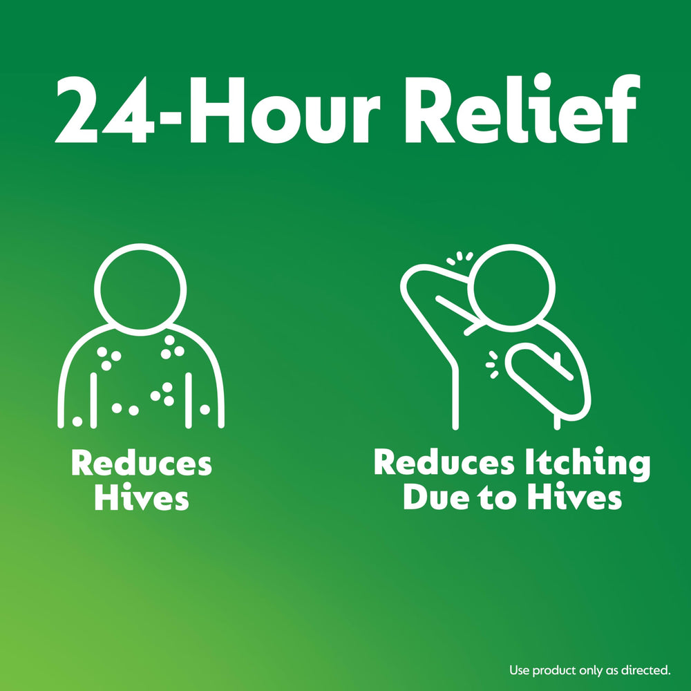 Zyrtec tablets held in hand, portable hive relief on the go.