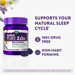 Wildberry Vanilla flavor label on ZzzQuil gummies packaging