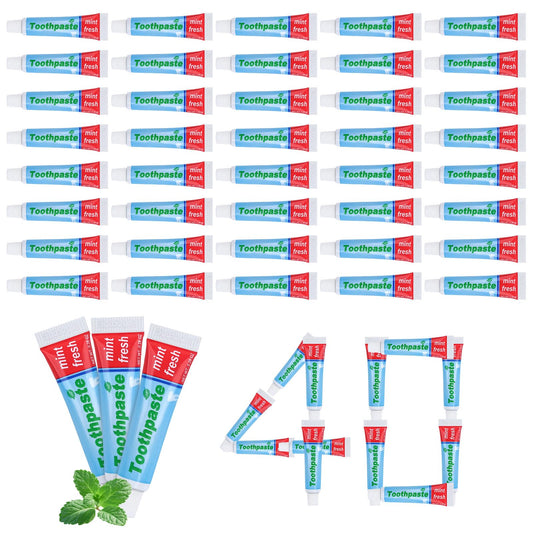 Front view of 0.28oz mini toothpaste travel bulk 40-pack