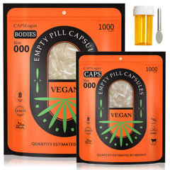 Hero image showing 000 size capsules separated for a 1000-count pack in two bags.