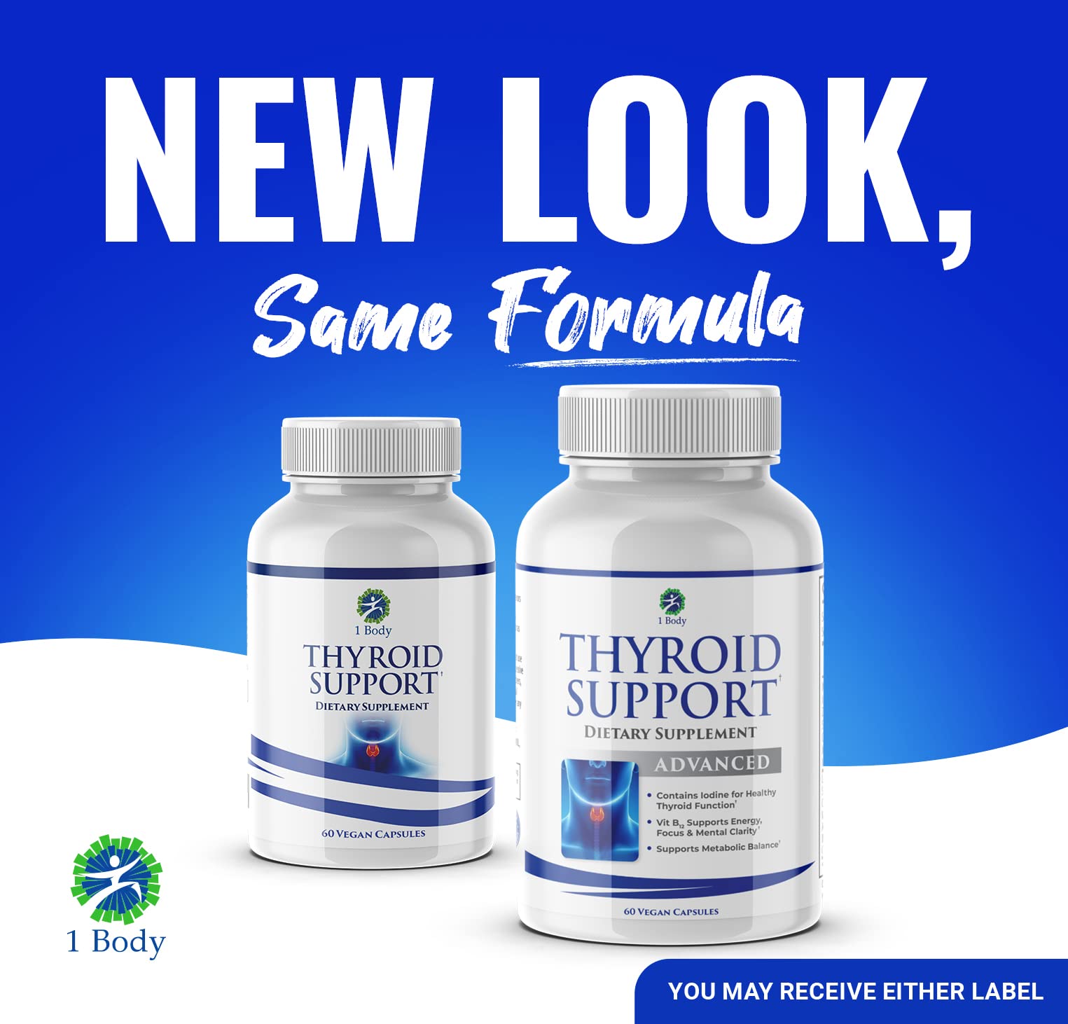 Close-up of 1 Body Thyroid Support capsules for daily focus