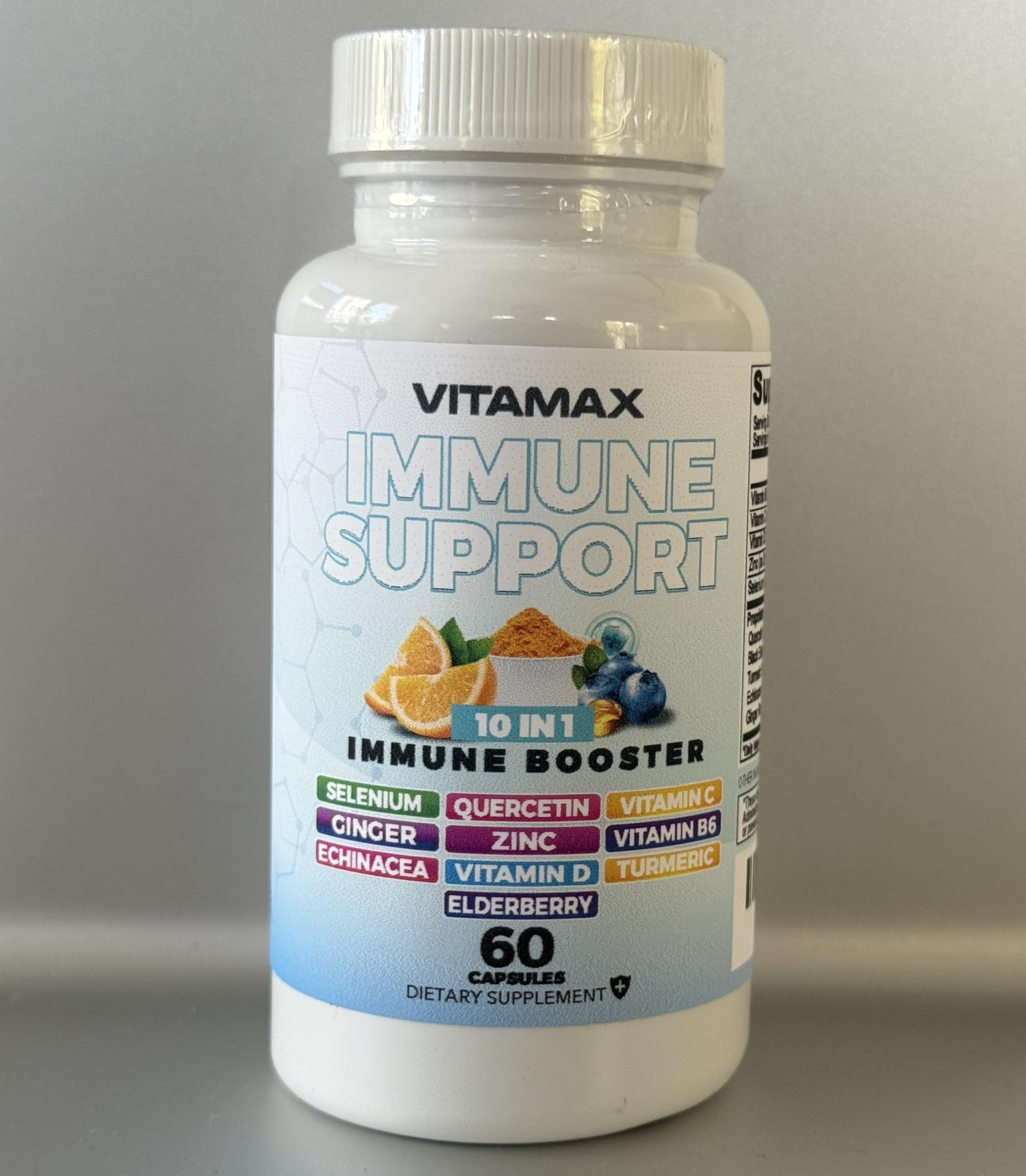 Capsules illustrating zinc and vitamin C for immune support