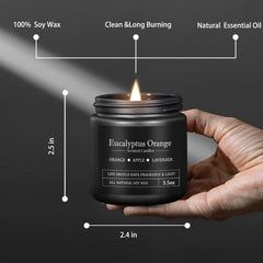 Close-up of candle flames and labels from the set
