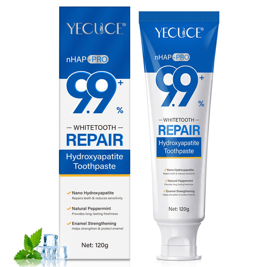 Front view of 10% Nano Hydroxyapatite Toothpaste 4 oz packaging