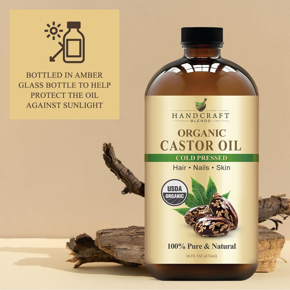 100% pure natural castor oil in glass bottle 16oz