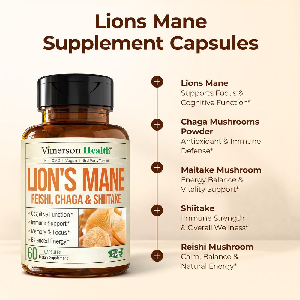 Close-up of 1000 mg Lion's Mane Extract on label