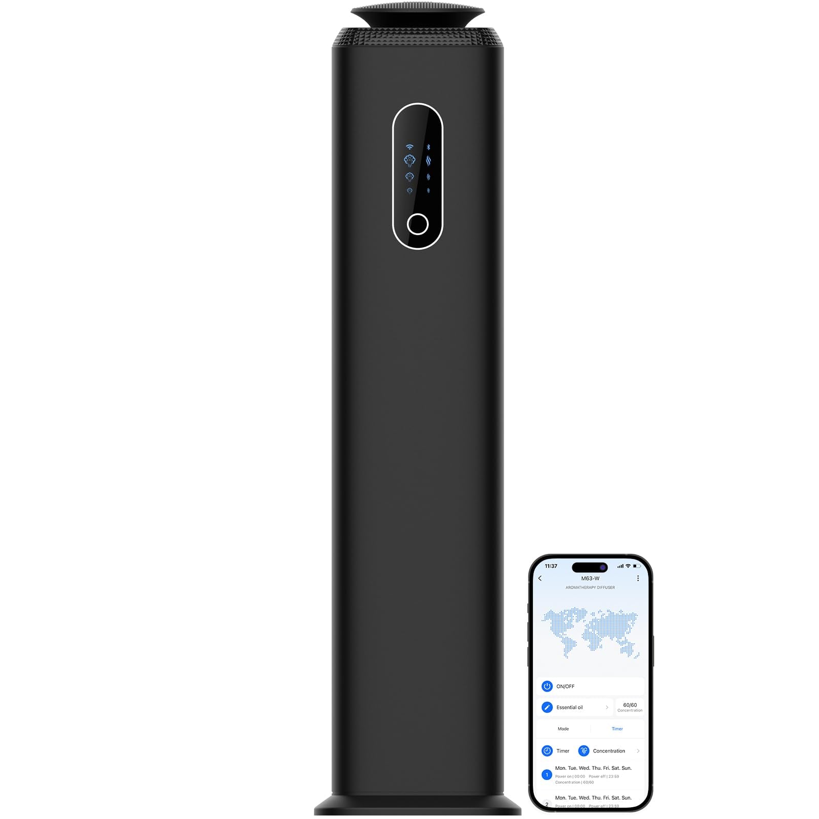 Front view of 1000ml Tower Hotel Scent Diffuser in black