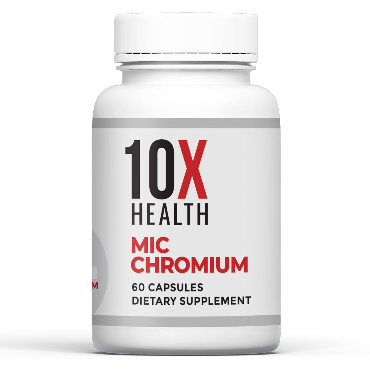 Bottle of 10X Health MIC Chromium Supplements with 60 capsules
