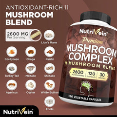 Chart of the 11-mushroom blend ingredients
