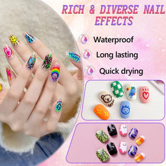 12-color nail art pens set ergonomic grip for comfortable handling.